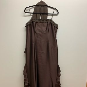 Liancarlo Couture Brown Ruffle Strapless Dress